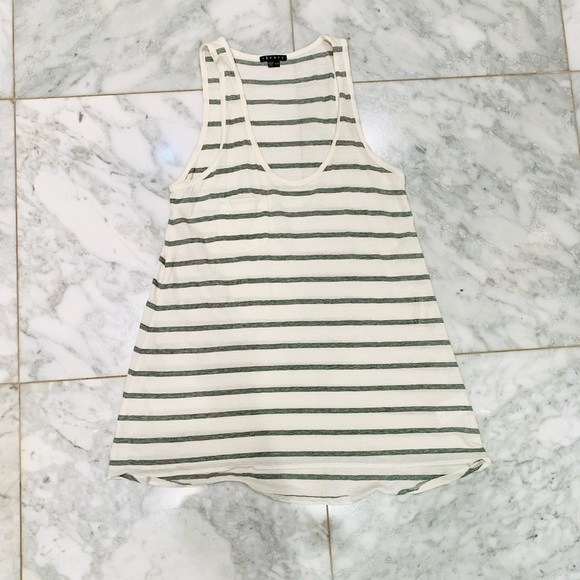 Theory Olive Striped Pima Cotton Tank - Picture 2 of 5